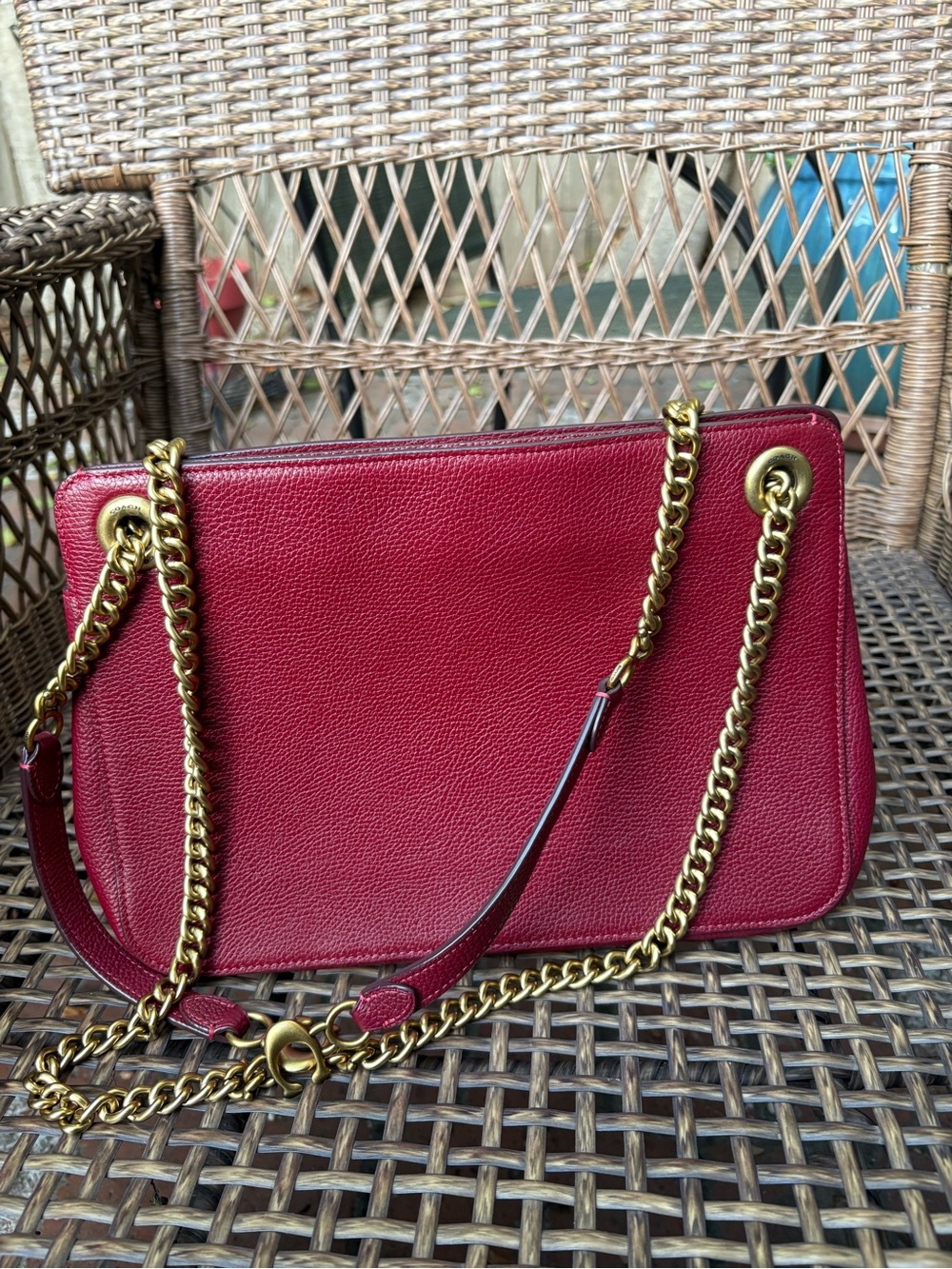 Coach Bryant Convertible Carryall In Brass/Deep Red - Picture 13 of 16